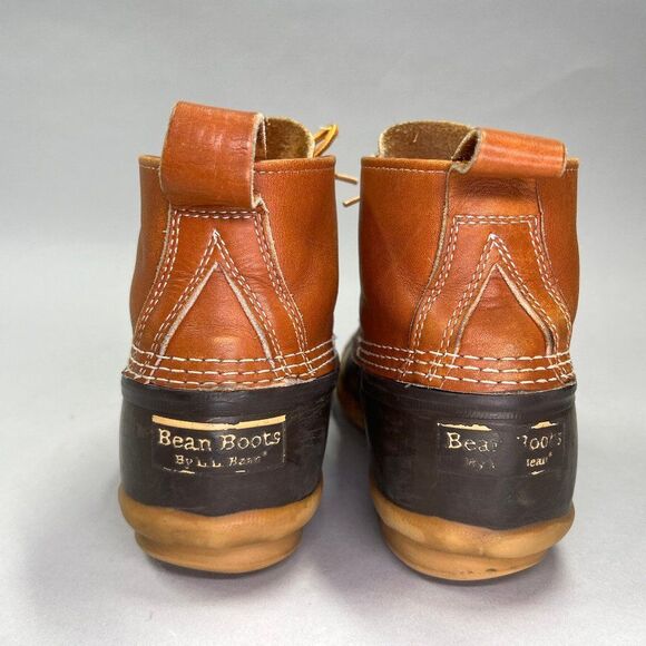 L.L. Bean Bean Boots Mens Size 8 Vintage Brown Leather Rubber Outdoor Waterproof - Picture 5 of 11